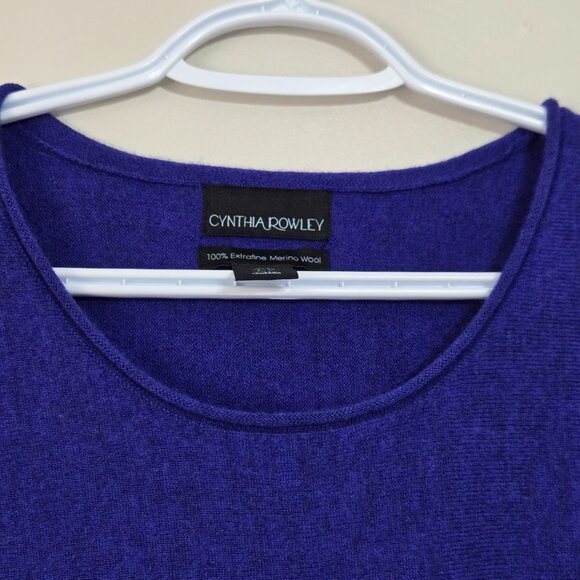 Cynthia Rowley Women’s 100% Merino Wool Long Sleeve Crew Neck Sweater Purple L - Picture 5 of 9
